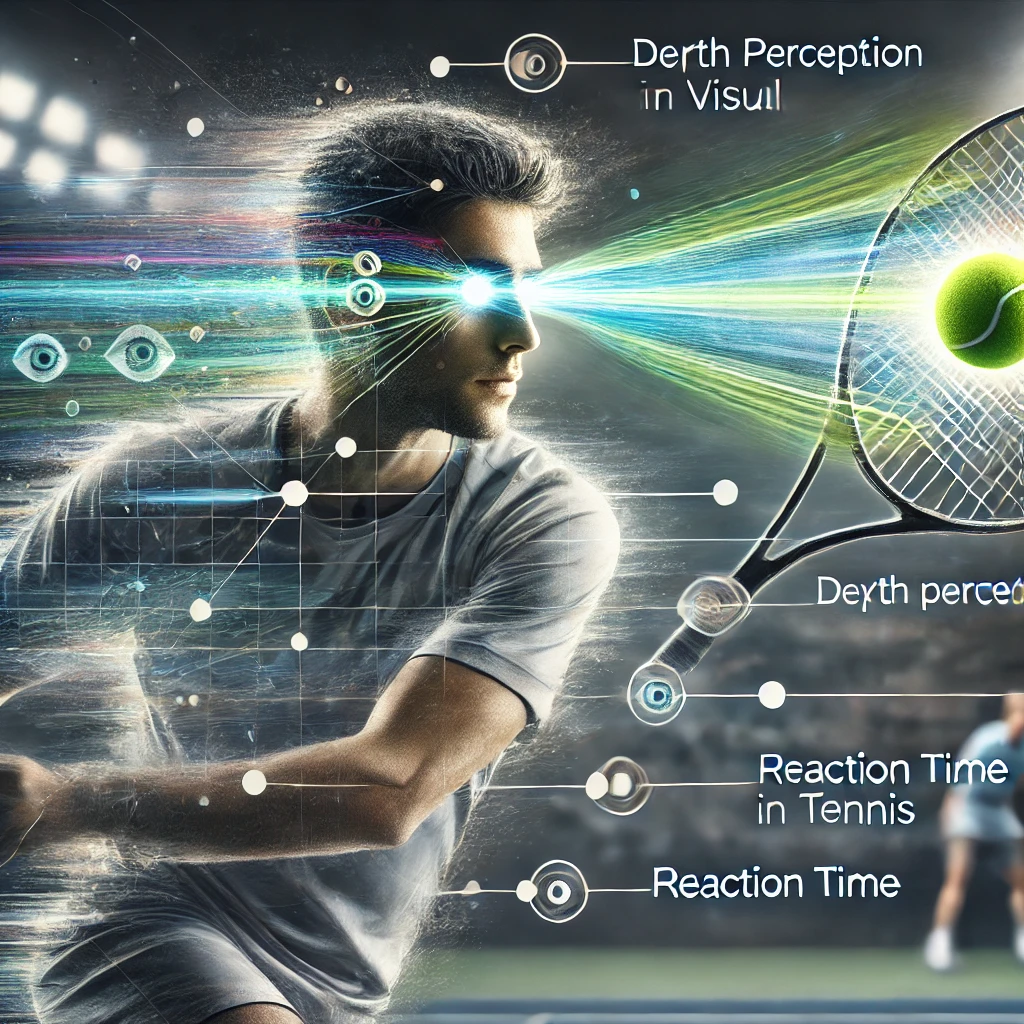 테니스를 치고 있는 남자의 눈이 빛나고 있는 사진