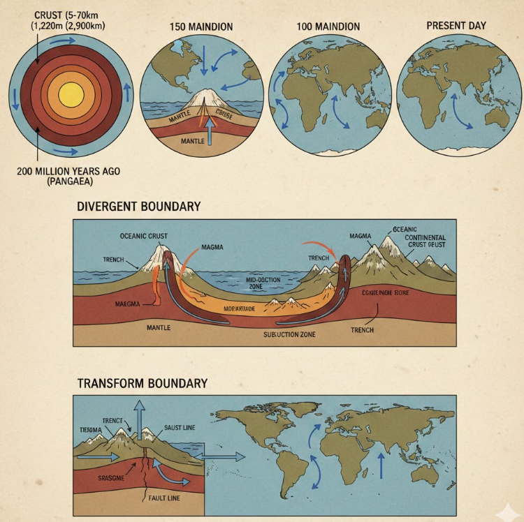 지구 내부 구조 단면도 지각 맨틀 외핵 내핵 두께