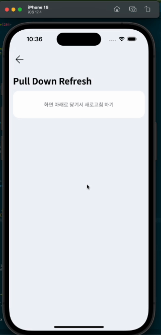 Pull Down Refresh - 화면 아래로 당겨서 새로고침 하기 gif