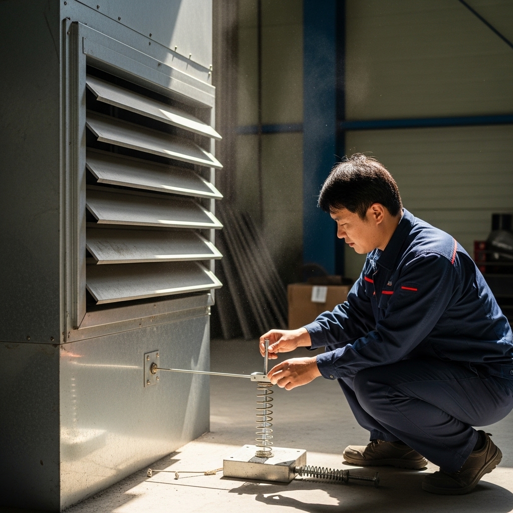 a ventilation shaft automatically closing under strong sun