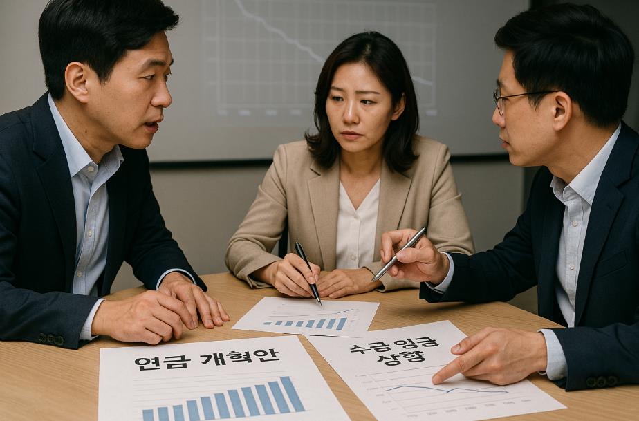 보험료율&middot;수급연령 조정 등 개혁안 비교 차트 이미지