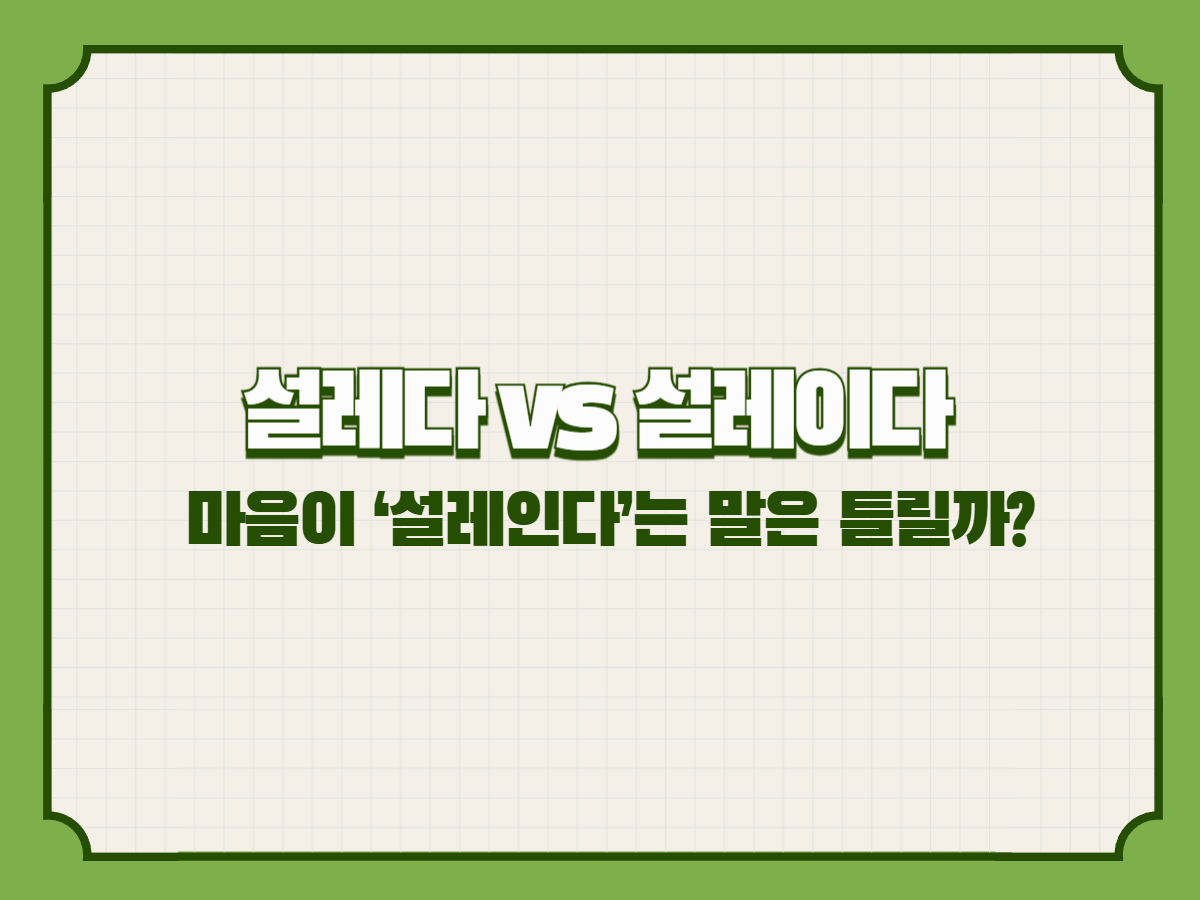 설레다 vs 설레이다 – 마음이 ‘설레인다’는 말은 틀릴까?