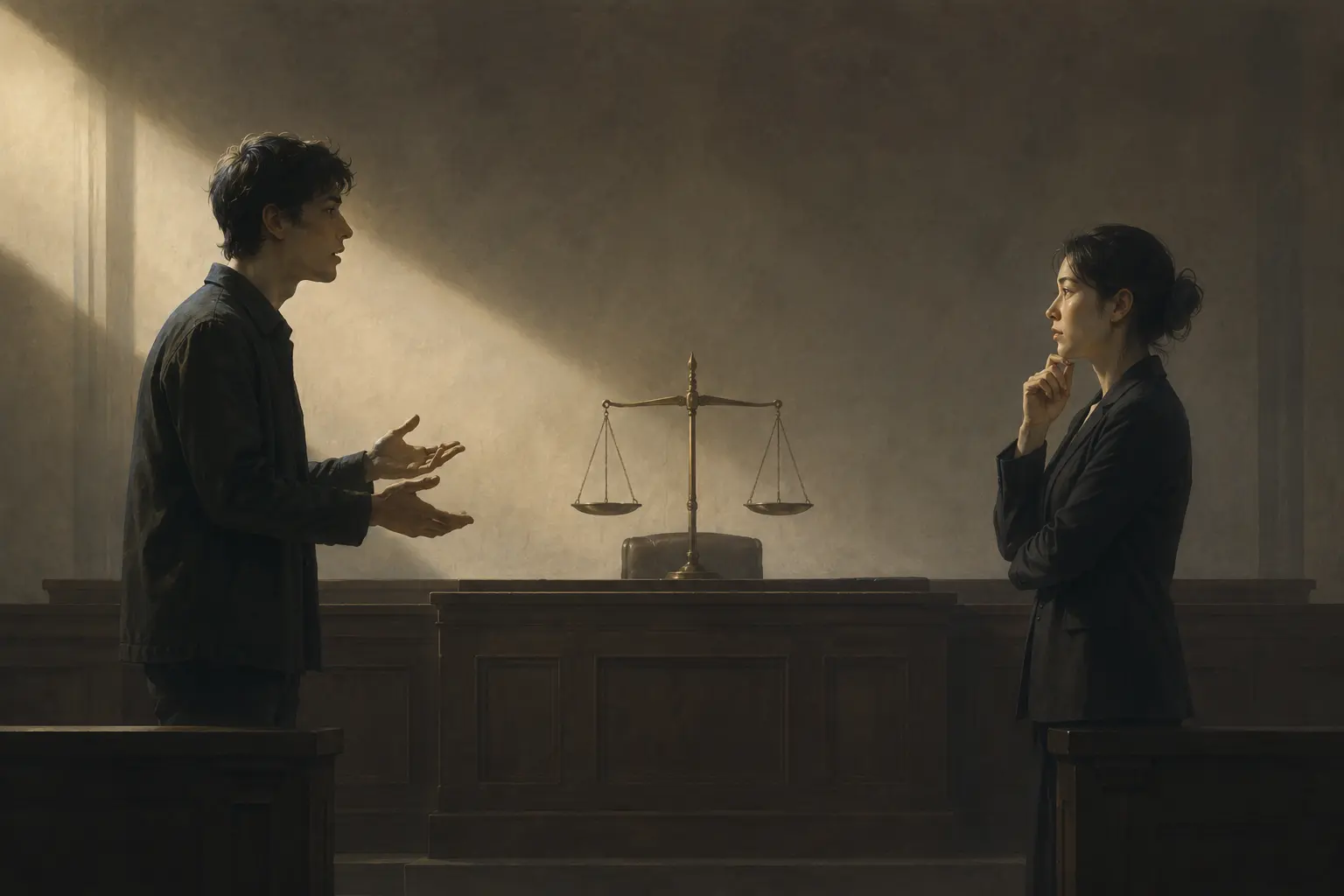 A person making a claim while another person asks for evidence in a philosophical setting.