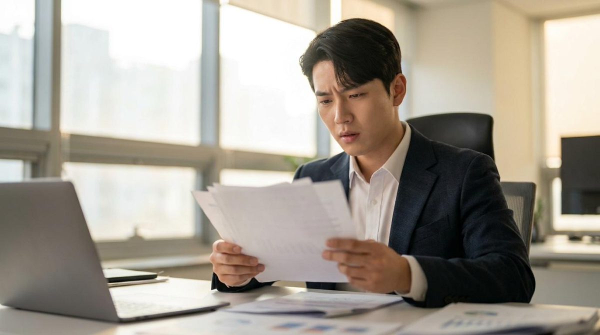 실업급여 자격 조건을 확인하며 고민에 빠진 구직자의 모습