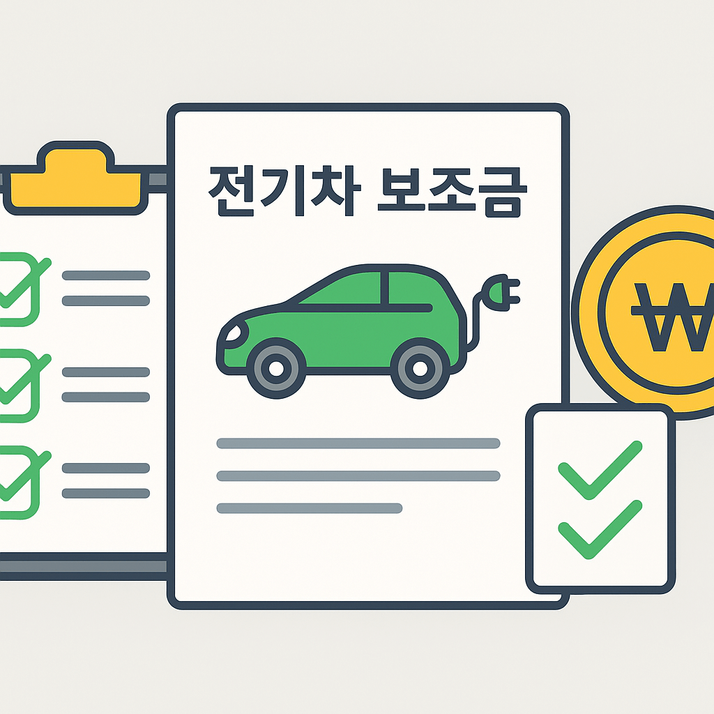 전기차 보조금 신청을 위한 체크리스트와 서류 준비 개념 이미지