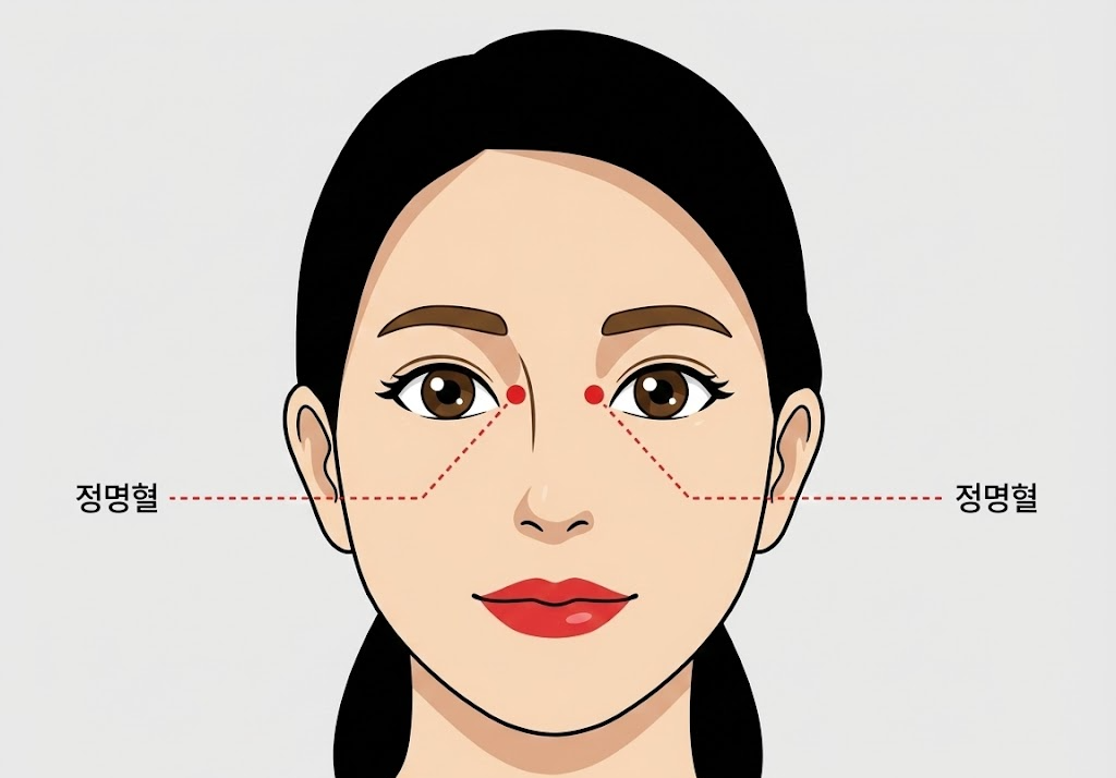 눈 안쪽의 '정명혈(睛明穴)'