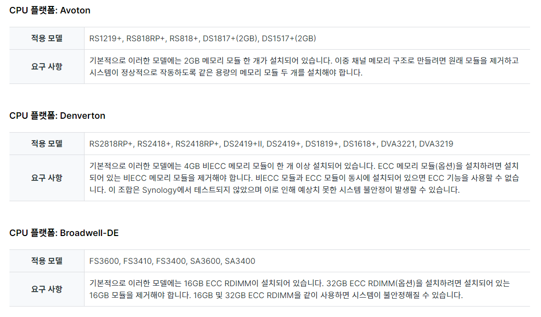 램 업그레이드 주의사항