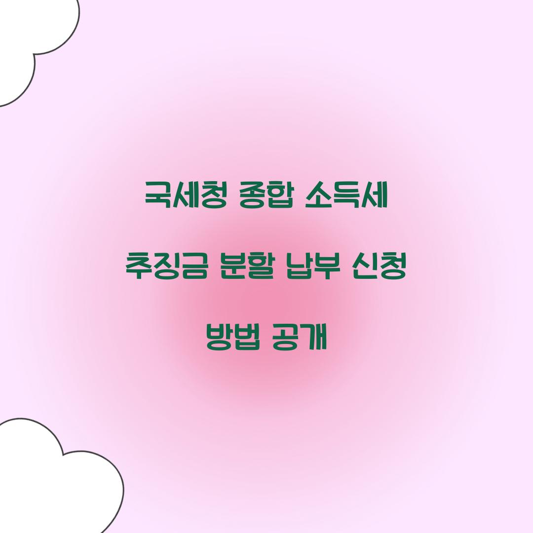 국세청 종합 소득세 추징금 분할 납부 신청 방법