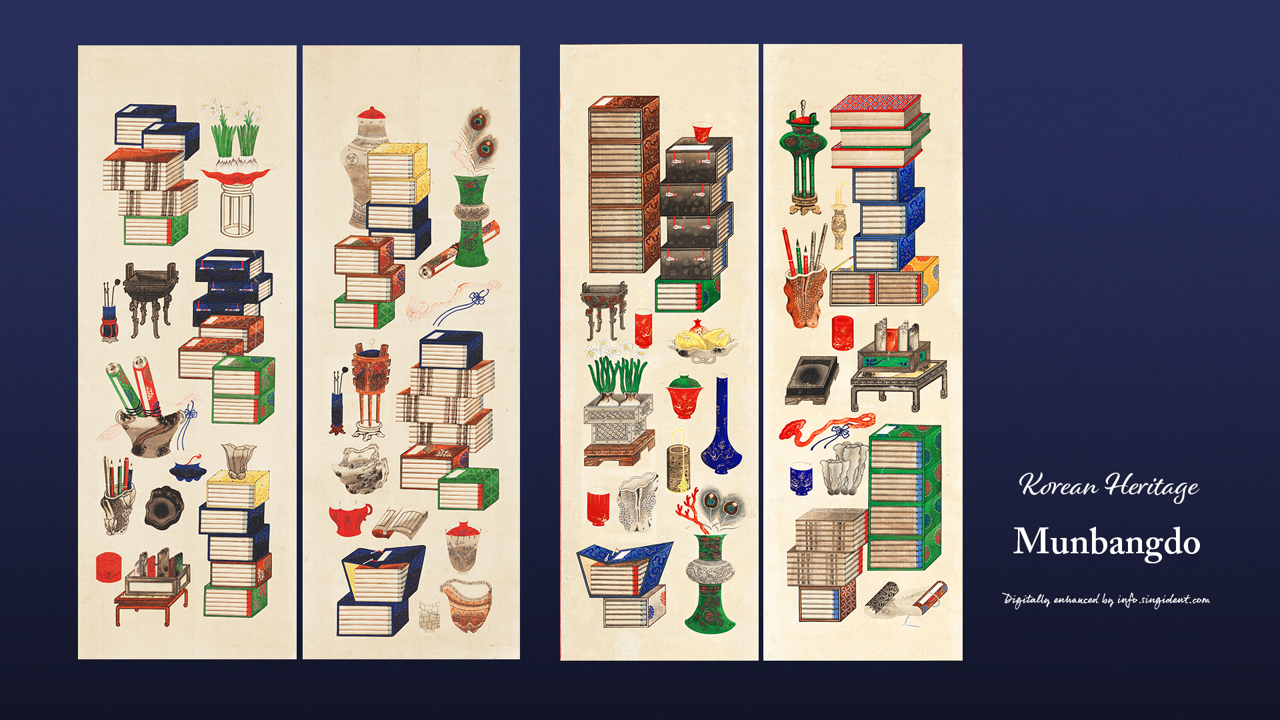 14 문방도가리개, 창덕6496 C - Munbangdo Byeongpoong 책가도배경화면