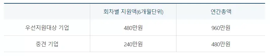 지원금액 기준표