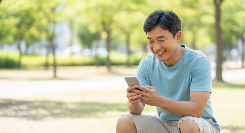 ‘탕감 승인’ 메시지를 보는 스마트폰