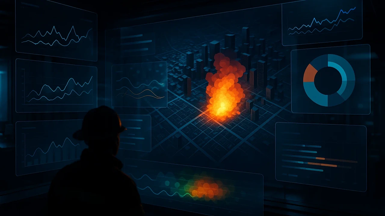 소방 빅데이터 플랫폼 화면과 다양한 데이터 시각화 차트가 보이는 대표 이미지