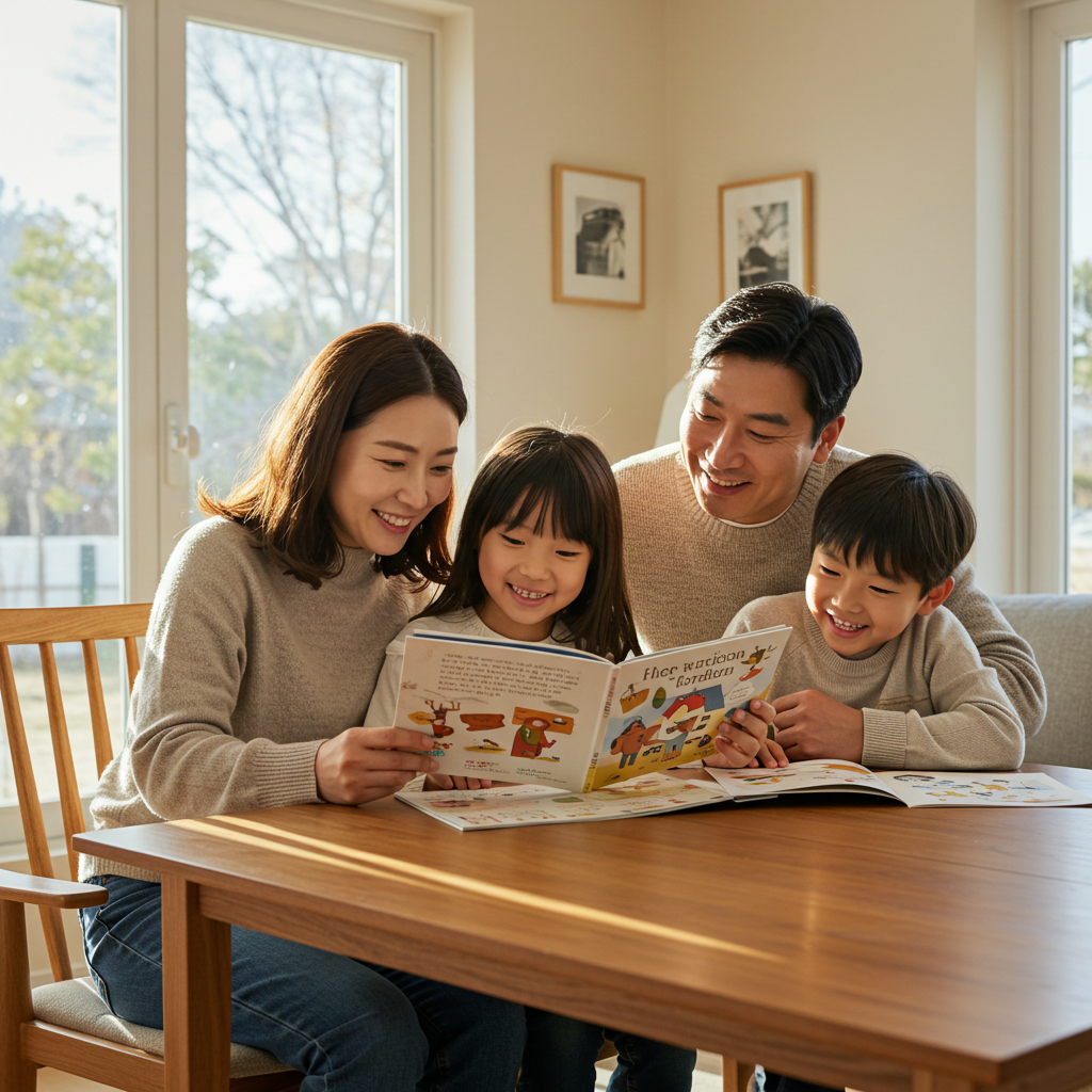 함께 책을 읽는 가족