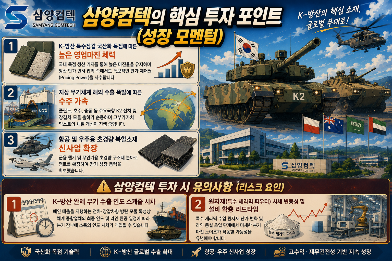 삼양컴텍 투자 포인트와 리스크 Infographic