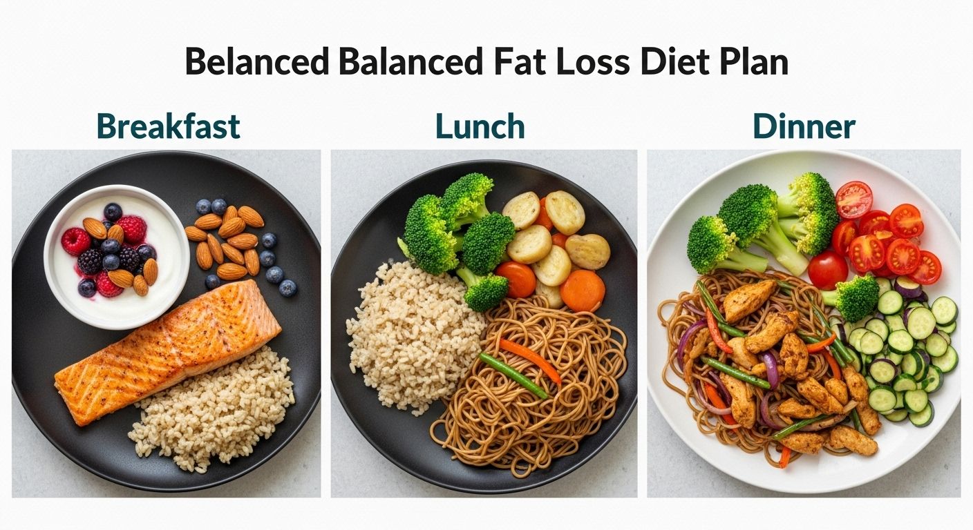 아침, 점심, 저녁 균형 잡힌 체지방 감량 식단