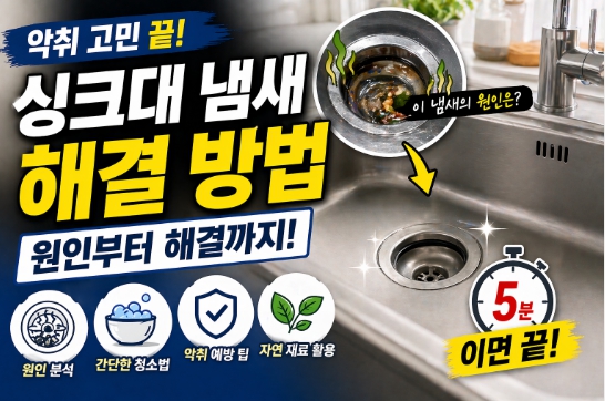 싱크대 냄새제거 해결방법을 설명한 이미지