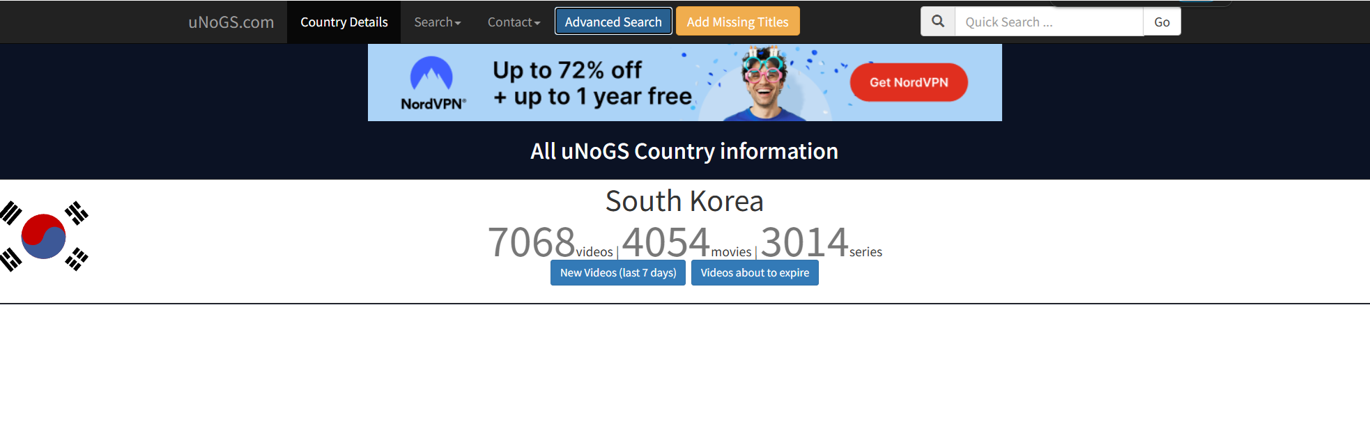 넷플릭스 검색 unogs.com Contry Details