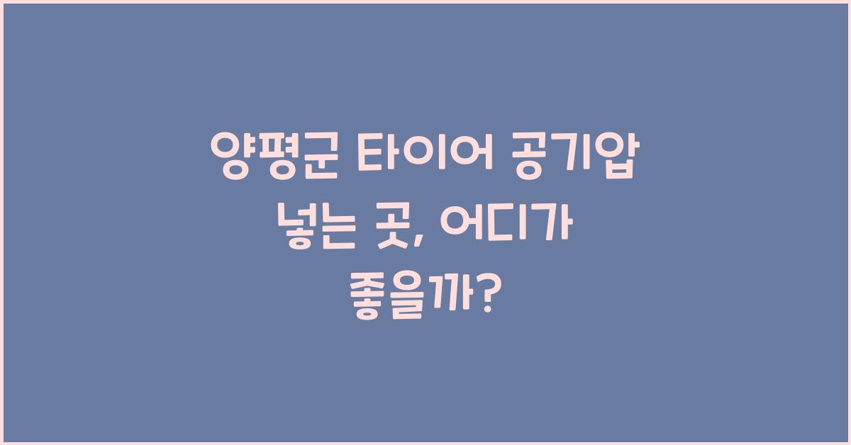 양평군 타이어 공기압 넣는 곳