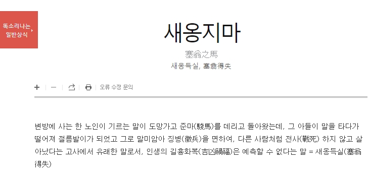 새옹지마가 주는 삶의 지혜 요약