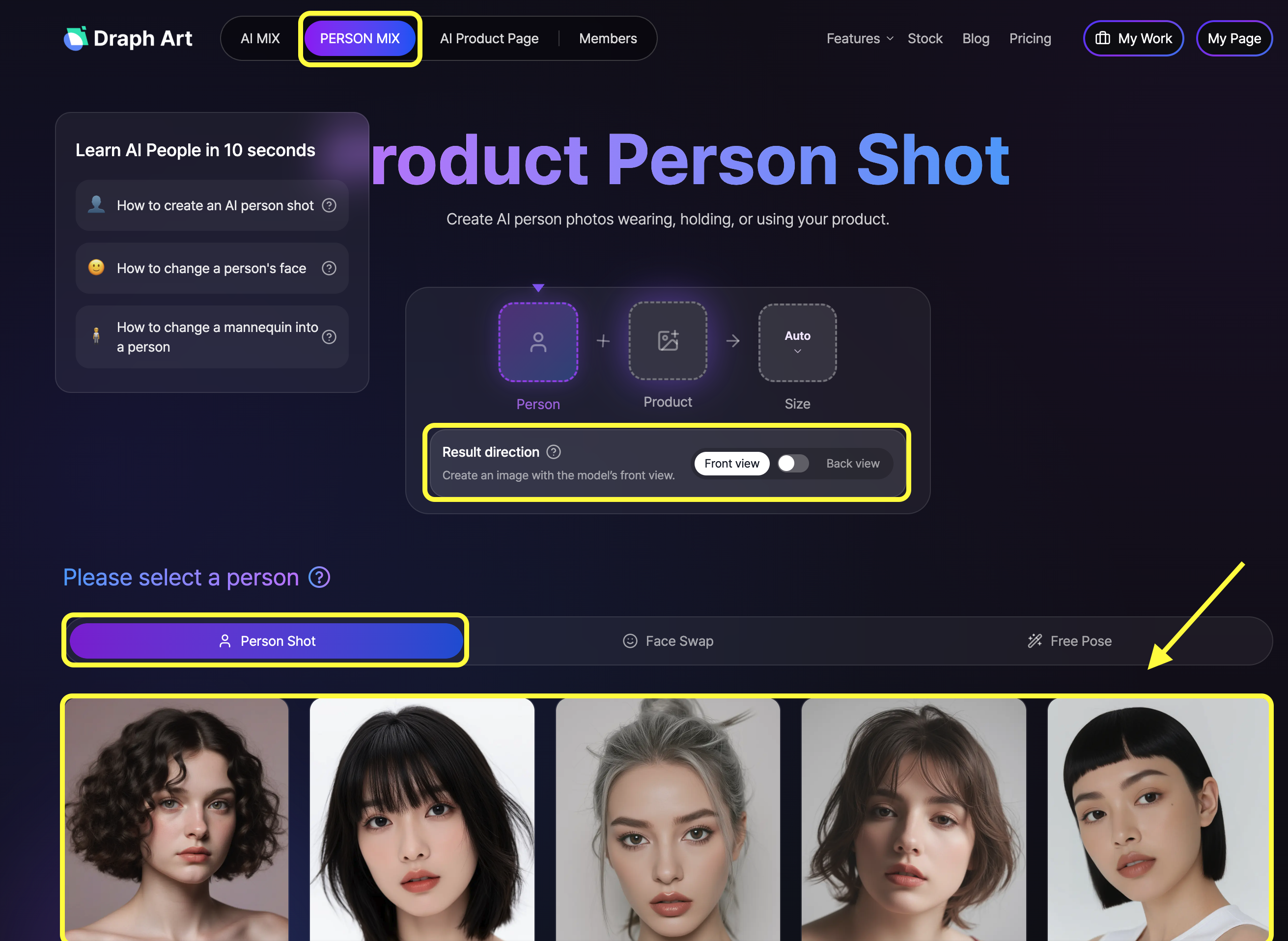 Draph Art clothing image generation screen
