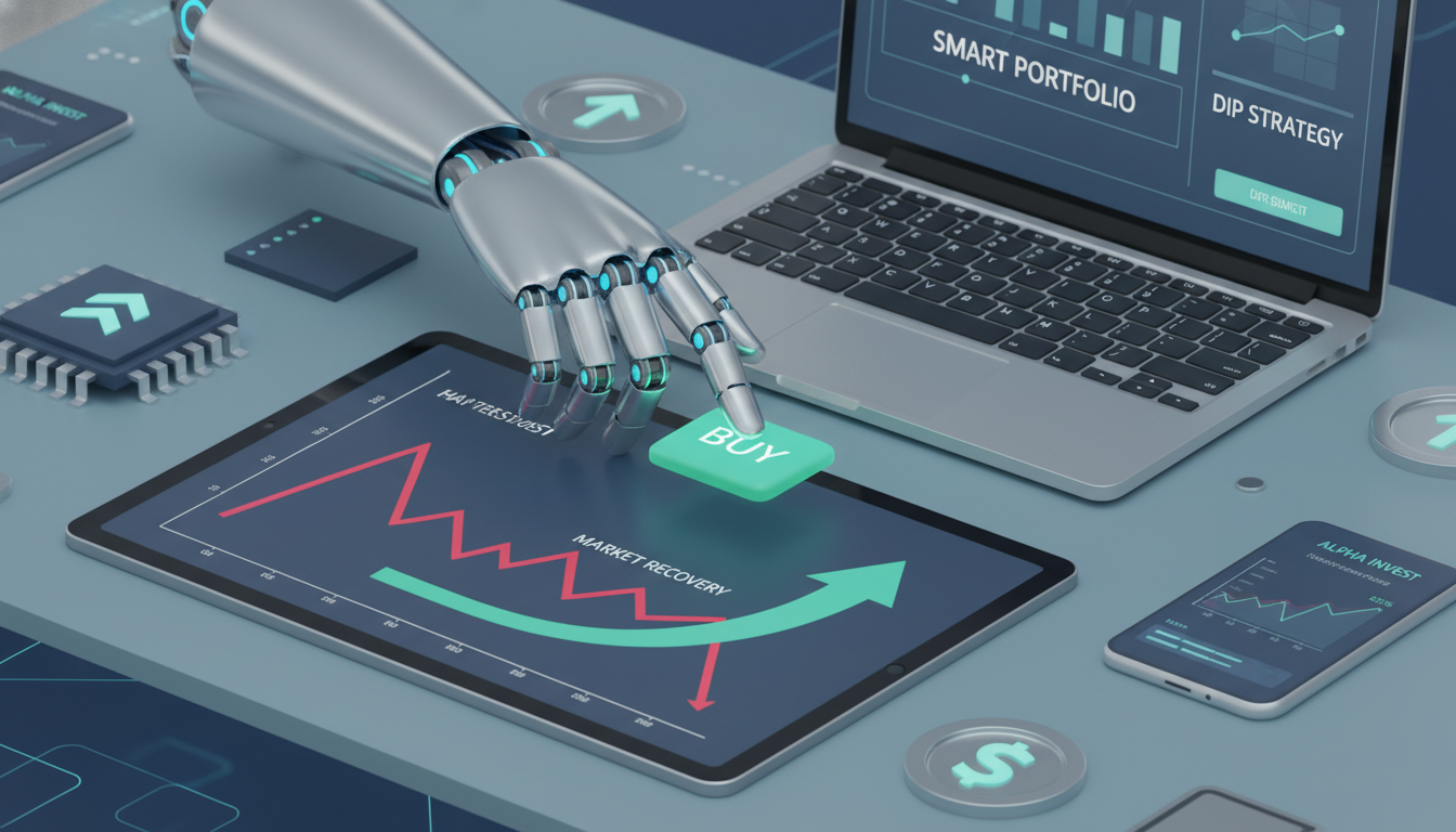 나스닥 하락장 속 매수 타이밍과 성공적인 투자를 상징하는 3D 일러스트