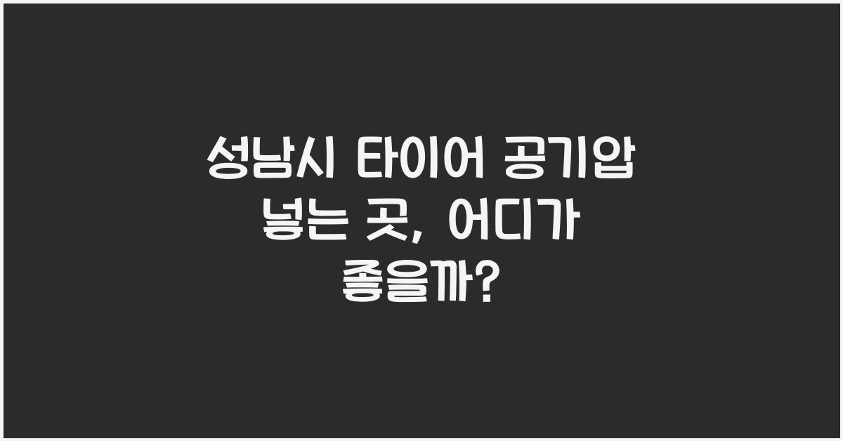 성남시 타이어 공기압 넣는 곳