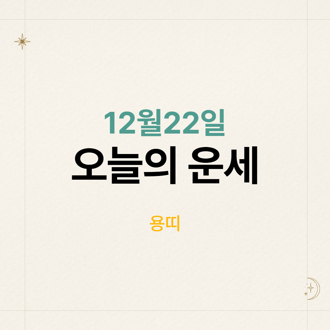 12월 22일 용띠 오늘의 운세 총정리 금전 연애 건강