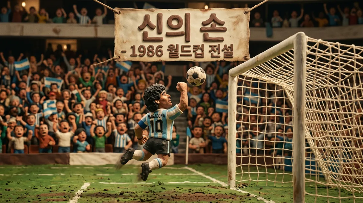 마라도나 신의 손 1986 월드컵 8강전 클레이 애니메이션 재현 장면