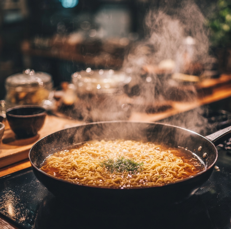 끓고있는 라면 이미지