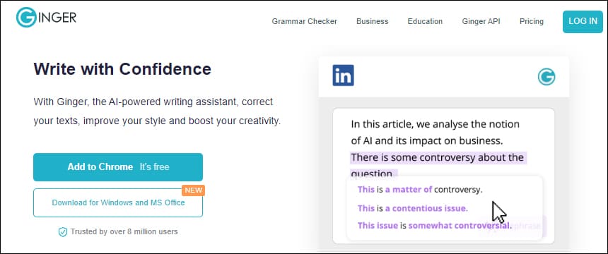 Ginger 홈페이지 첫화면
