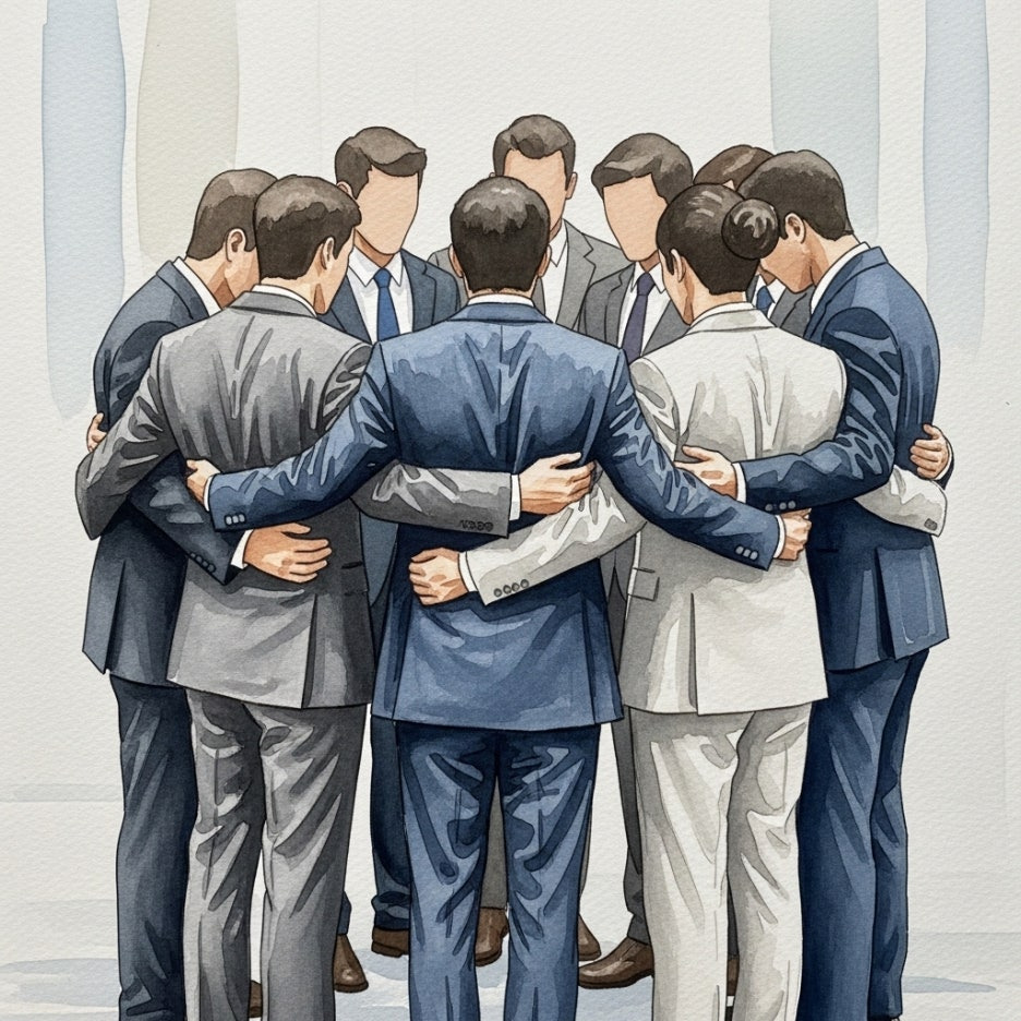폐쇄적인 집단을 상징하는 인물들의 모습