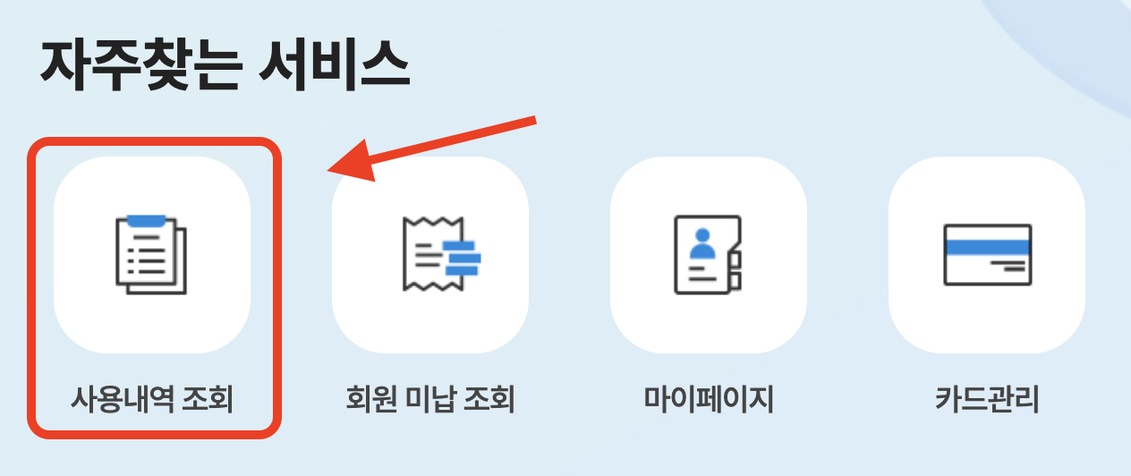 사용내역 조회 설명