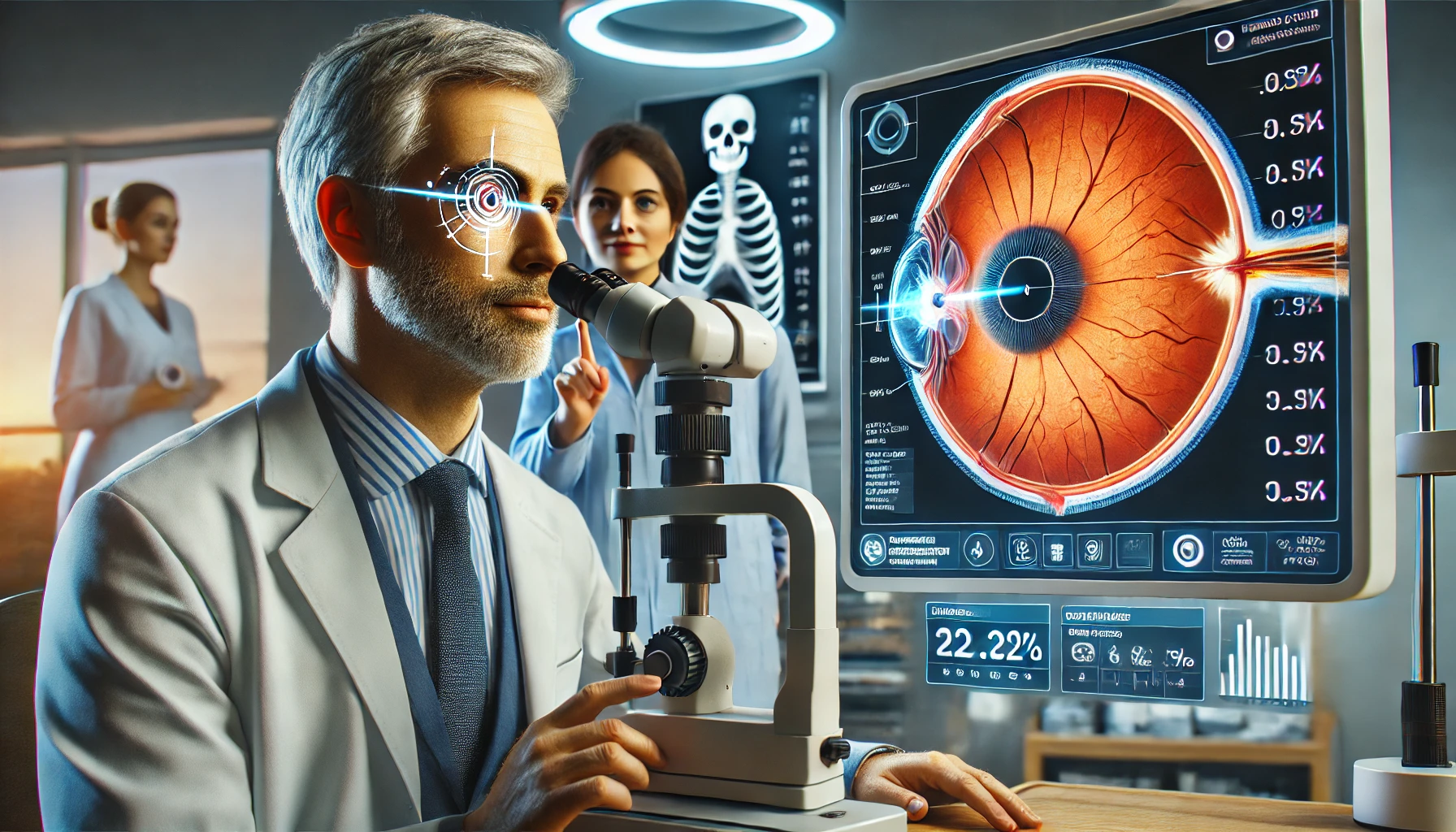 황반변성의 유형과 진행 정도를 판단하기 위한 눈 검사의 이미지