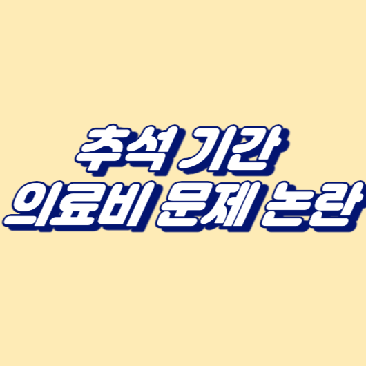 추석 기간 의료비 문제 논란