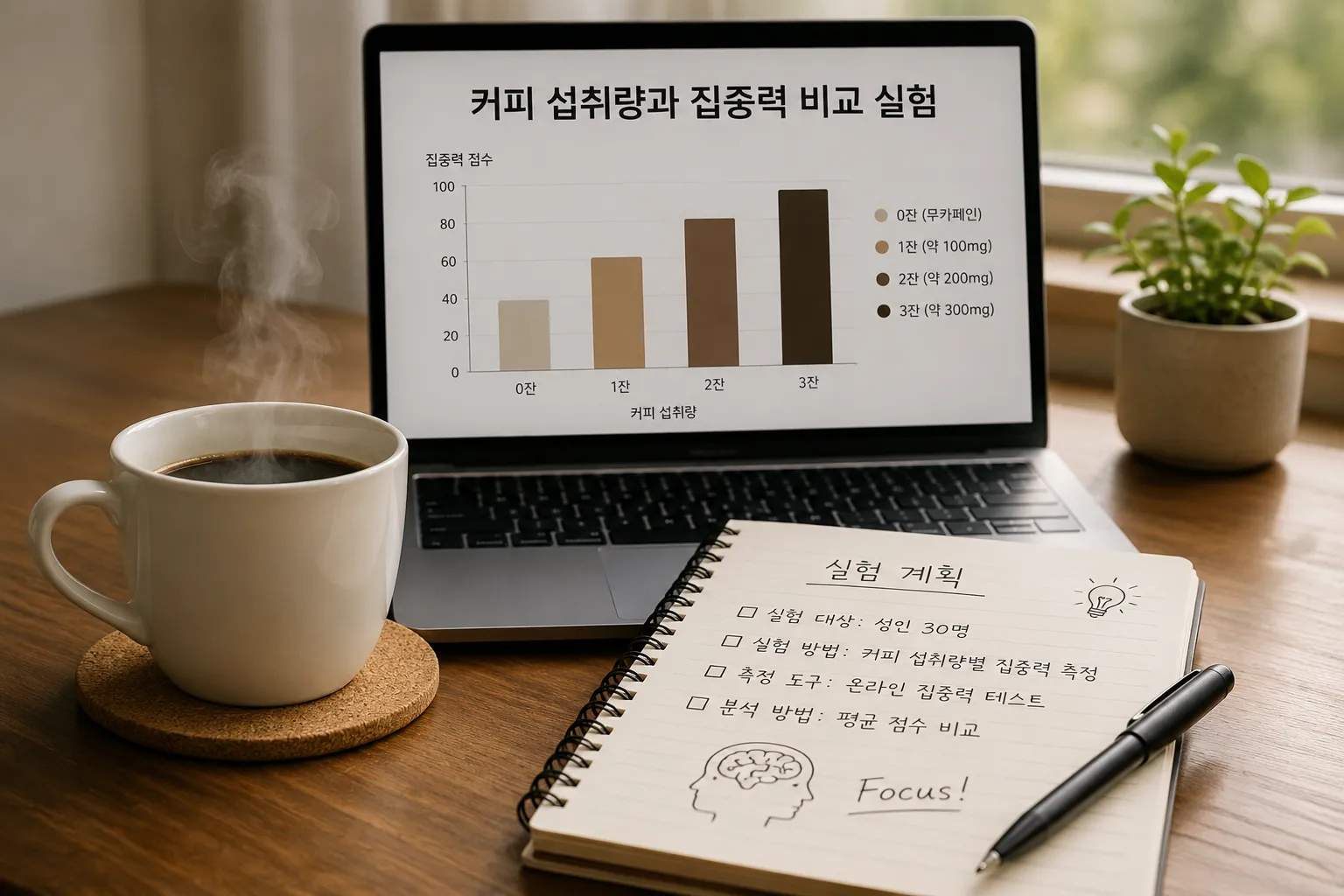 커피 섭취량과 집중력 비교 실험