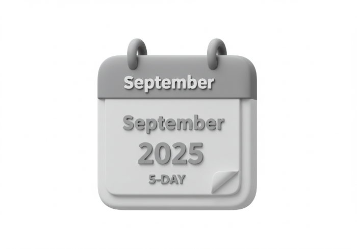 2025년 9월 달력에 상생페이백 신청 기간과 5부제 날짜가 표시된 3D 캘린더 아이콘