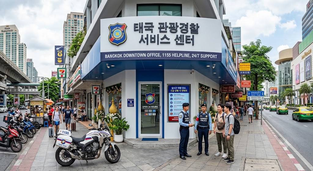 방콕 시내 태국 관광경찰 안내소 전경