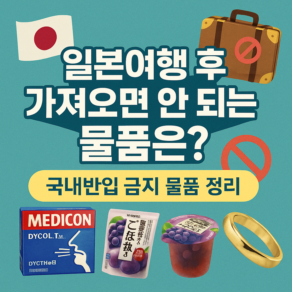 일본여행후 가져오면 안되는 품목에 대한 인포그래픽 이미지
