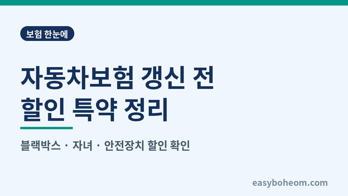 자동차보험 갱신 전 할인 특약 정리 대표 이미지