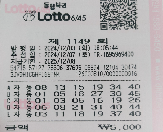 1149회 자동 화요일
