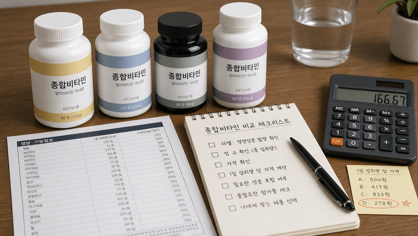 멀티비타민 성분표 정 수 가격 체크