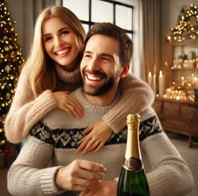 환하게 웃고 있는 연인