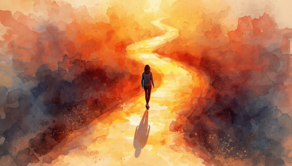 ENFP의 염려는 끝없는 가능성에서 비롯되지만, 선택한 길을 사랑할 때 그 불안은 힘이 되어 줍니다에 관한 그림입니다