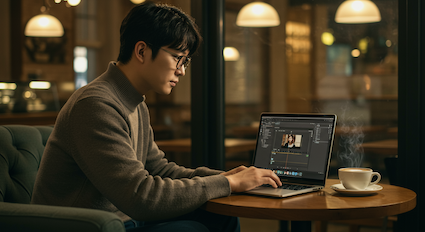 iMovie를 이용해서 영상편집 하고 있는 모습