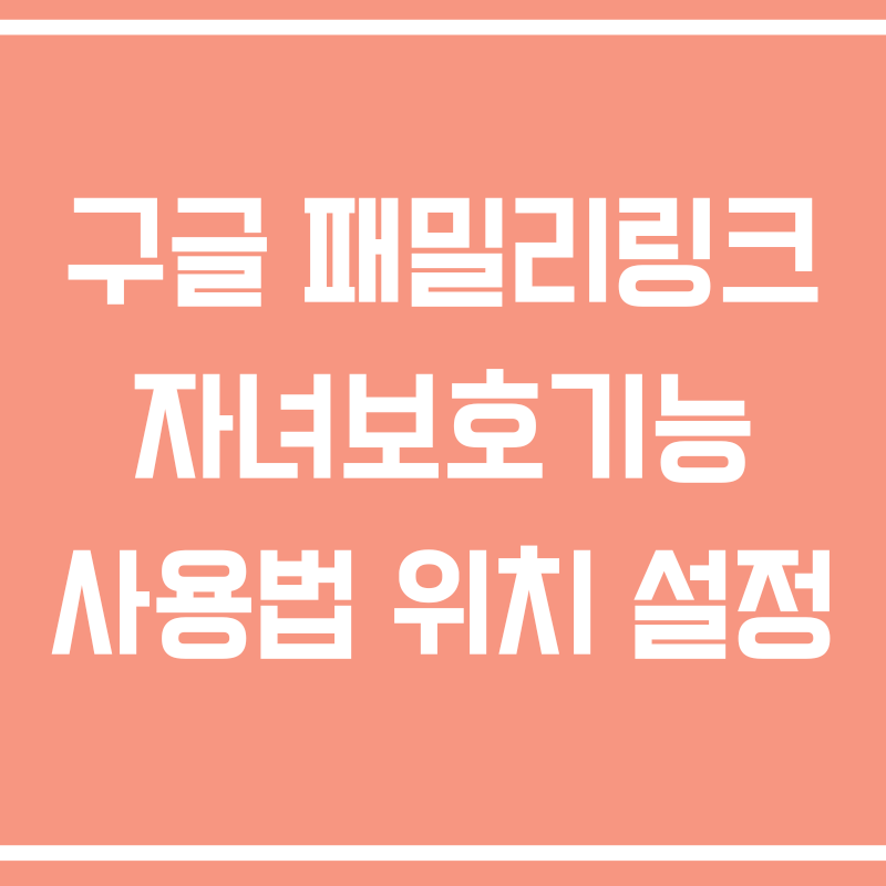 구글 패밀리링크 자녀보호기능 사용법 위치 설정