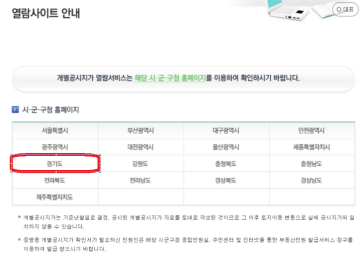 개별공시지가 조회방법