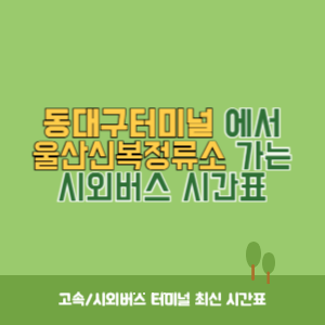 동대구터미널에서 울산신복정류소 가는 시외버스 시간표 최신정보