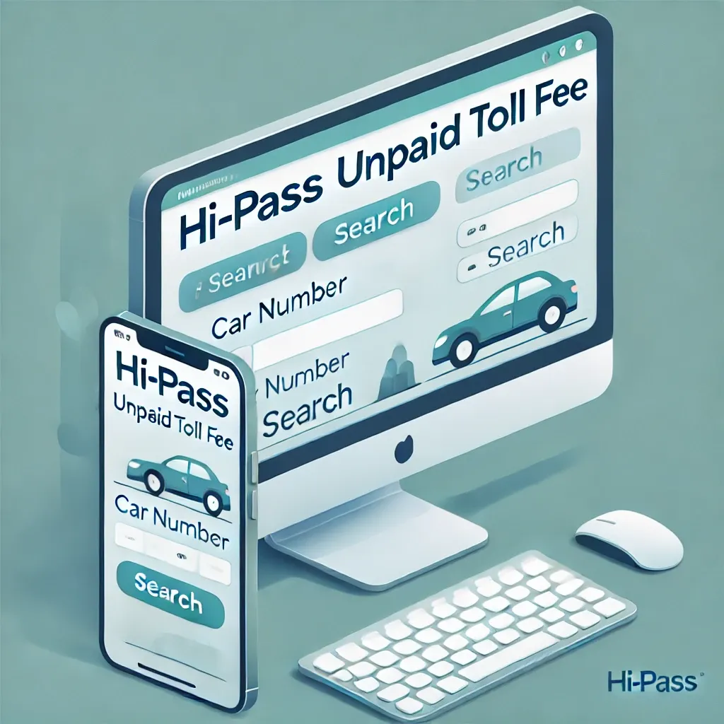 컴퓨터 화면과 스마트폰에서 하이패스 미납 요금 조회 화면을 표시한 모습