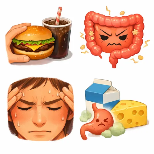 배 아파서 식은땀 흘리는 모습