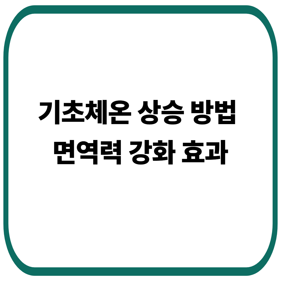 기초 체온만 올려도 면역력 상승